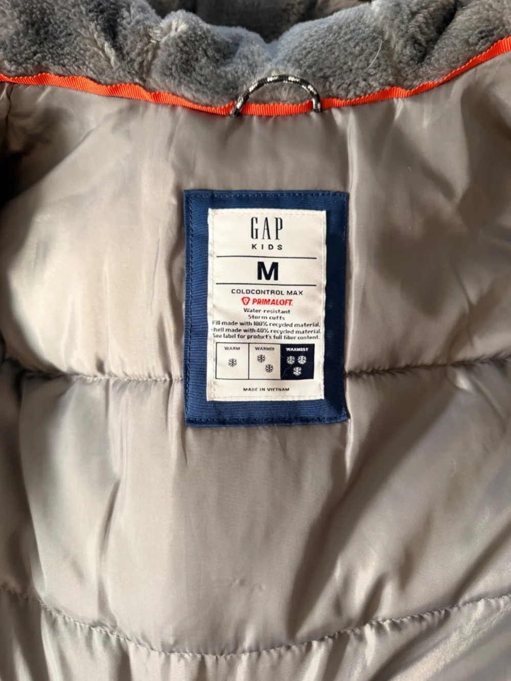 Gap Kids ColdControl Max PrimaLoft Parka, navy blue, kids size Medium (10)